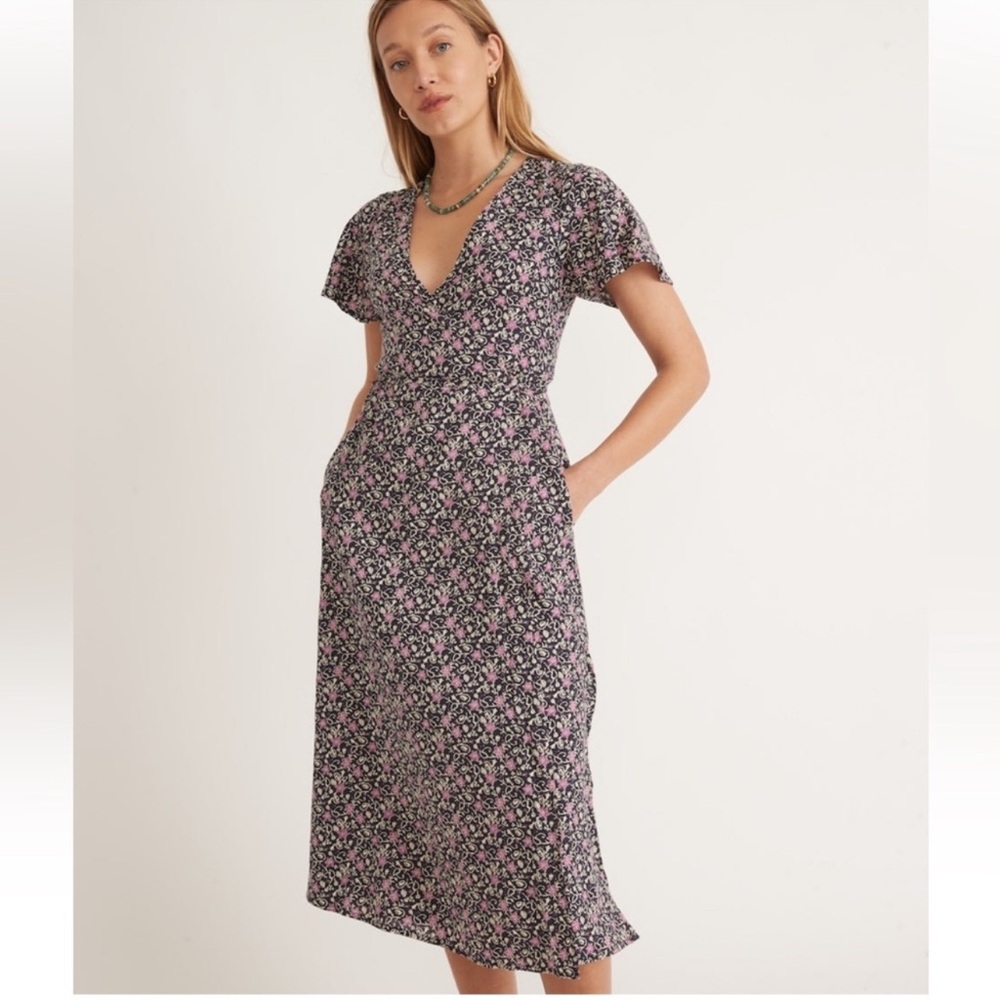 NWT Marine Layer Emlyn Midi Wrap Dress - Size Small S - Floral Block Print